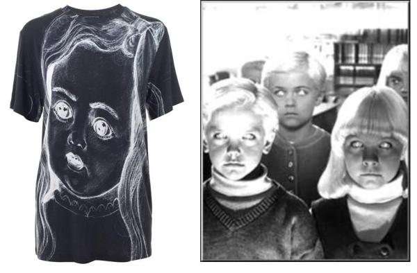 Doll print T-shirt by Christopher Kane, £190; Screenshot from 'Village of the Damned'.